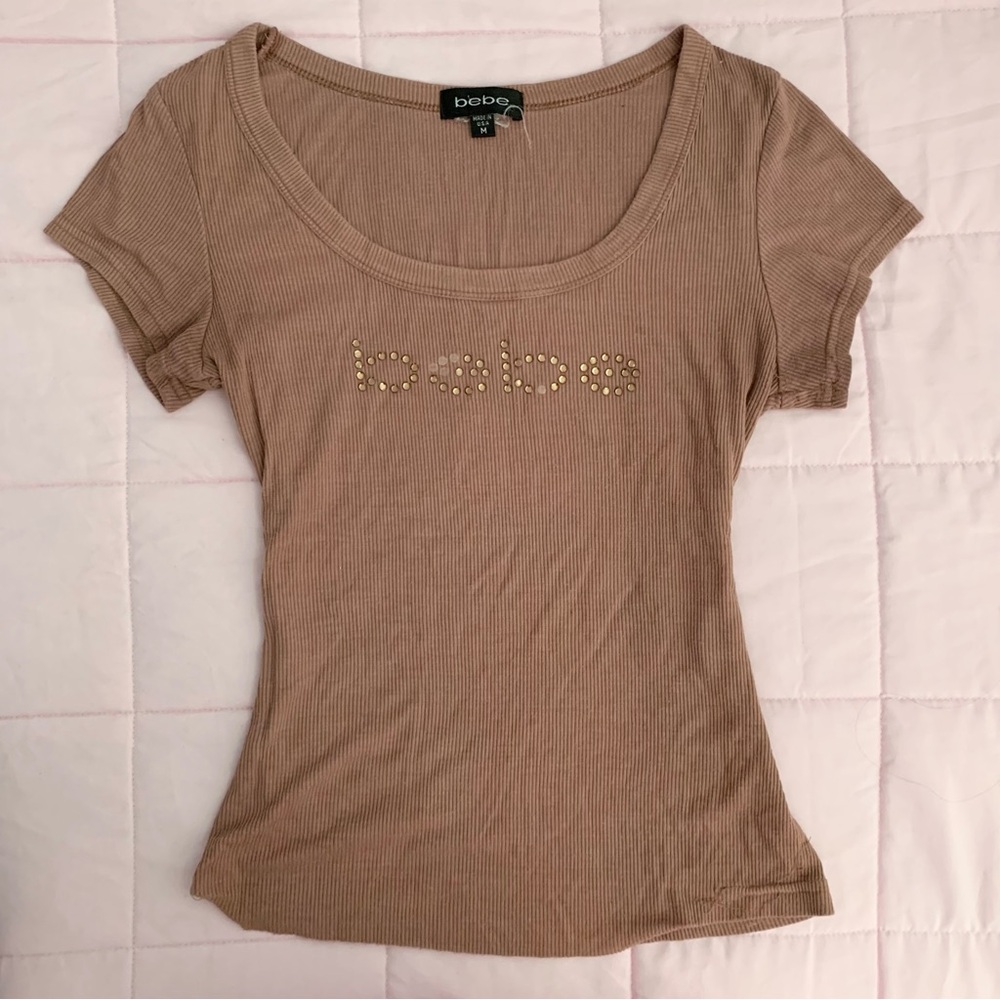 Bebe brown rhinestone top